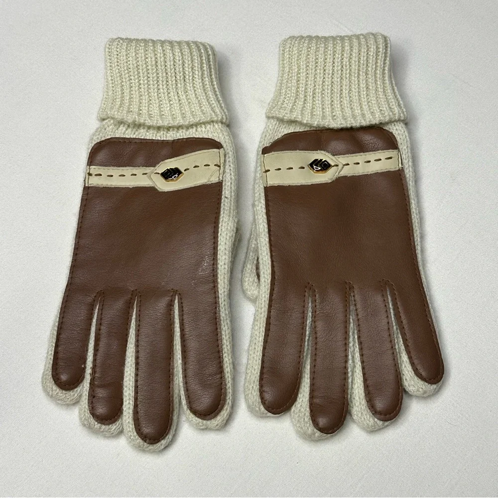 Vintage Knit & Faux Leather Driving Gloves